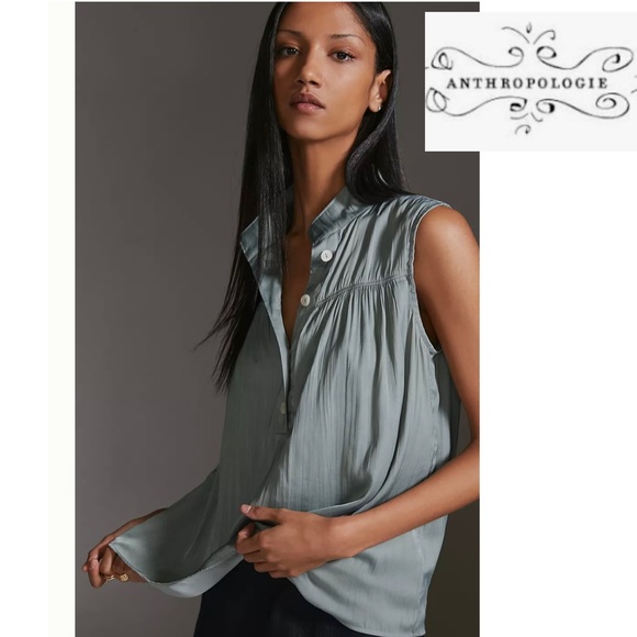 Anthropologie Tops - NWT Anthropologie Relaxed Henley Blouse
Size Large Front collar with buttons